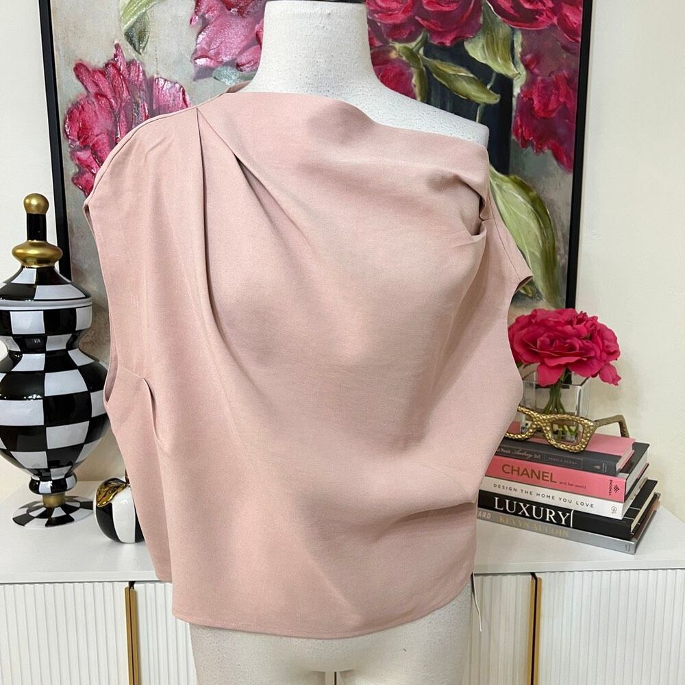 THE SEI Women's Draped Pleated One-Shoulder Pullover Top Pink Size 4 NWT